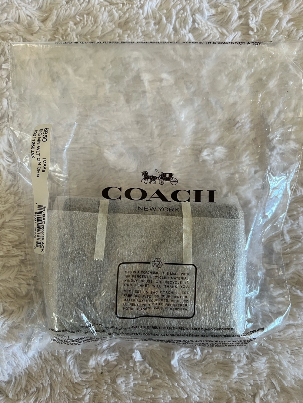 Coach Signature Mini Wallet on Gold Chain Brown/Black Canvas with Gold Logo - Picture 11 of 12